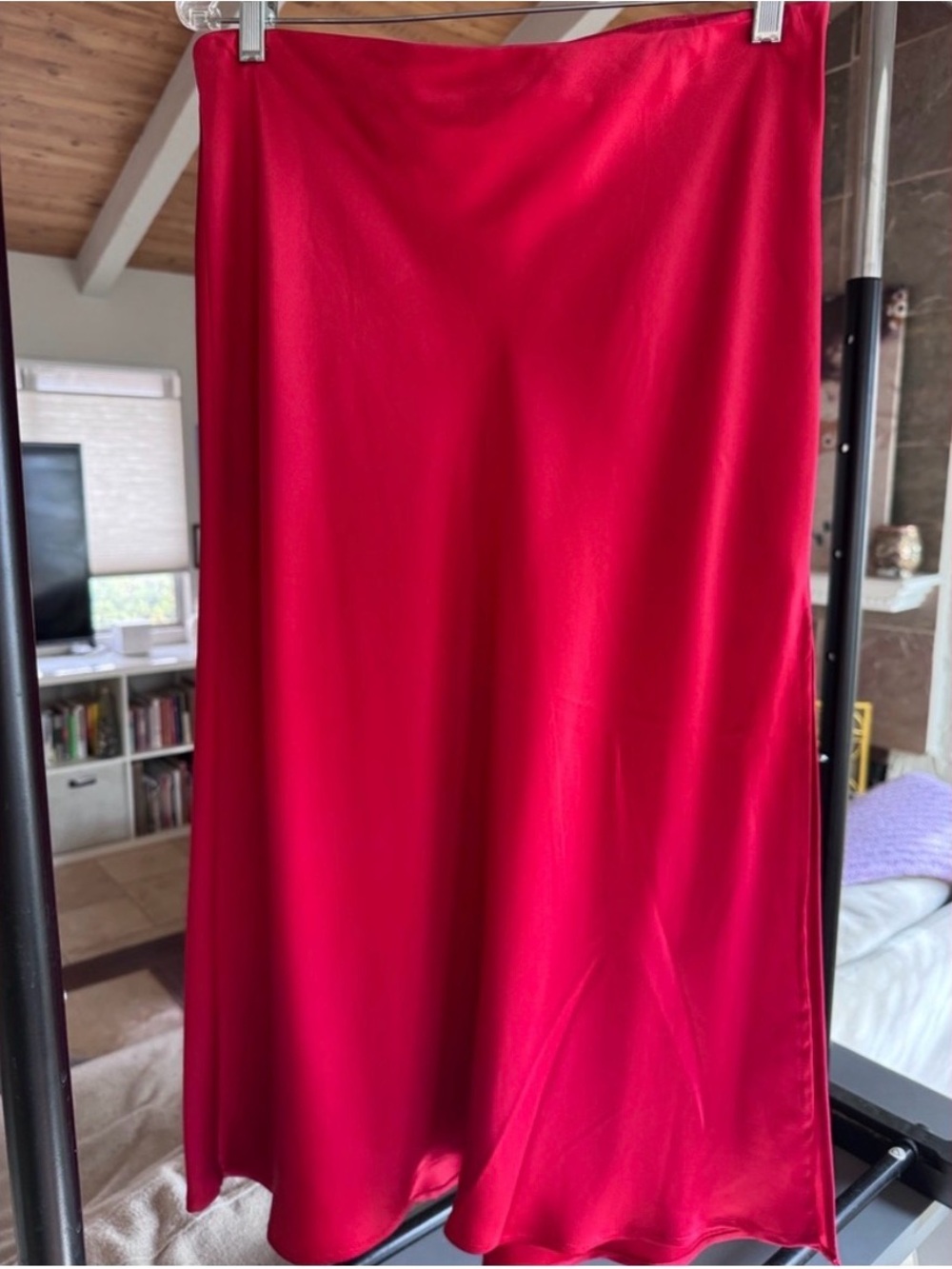 House of Harlow Red Satin Skirt